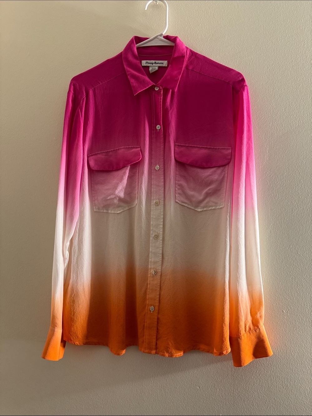 Tommy Bahama Ombre Silk Button Down Silk Blouse